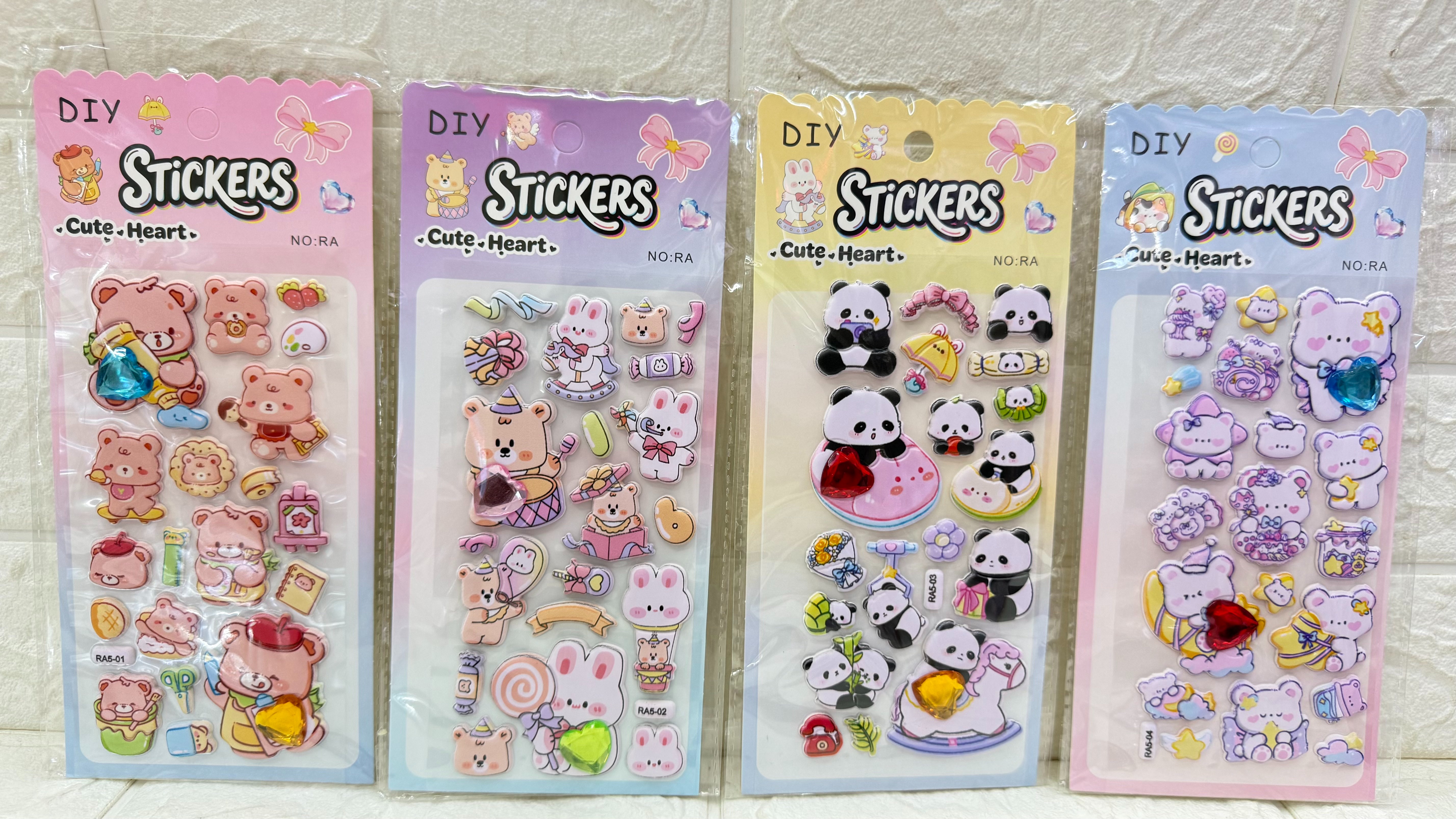 Cartoon bubble stickers, heart-shaped diamond 3D stickers, diy mobile phone decorative stickers, 3D foam decorative stickers pic 3