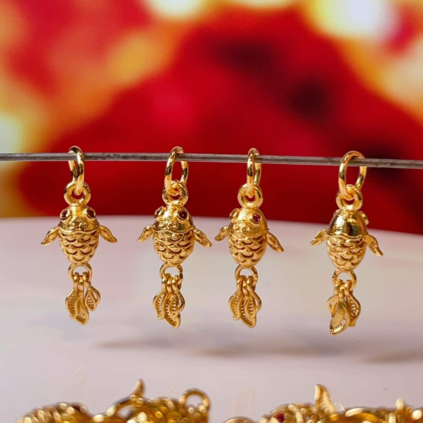 24K real gold electroplated jewelry accessories, koi small drip slip small pendant necklace accessories details Picture