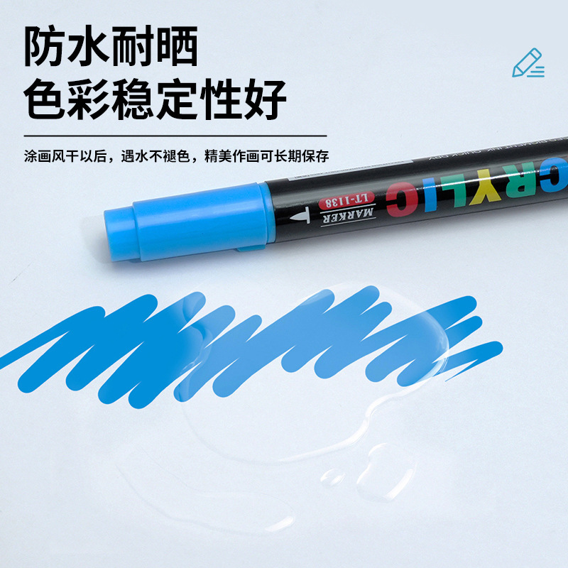 Direct-liquid large-capacity acrylic marker pen, soft-tipped, double-tipped, non-transparent, stackable color, art painting, graffiti marker pen Application Scenario