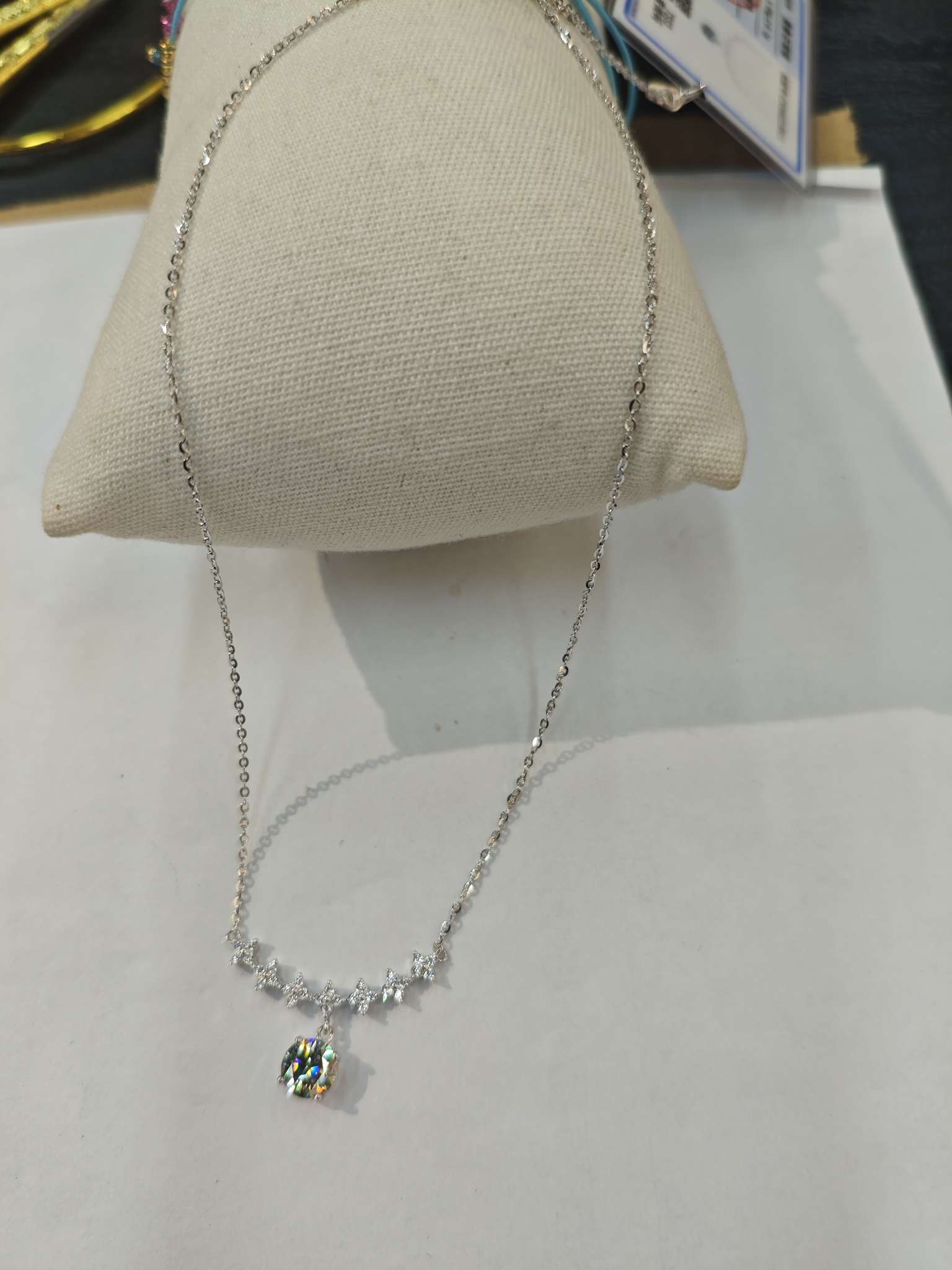 Influence S925 sterling silver necklace collarbone chain 1-carat moissanite detail image 5