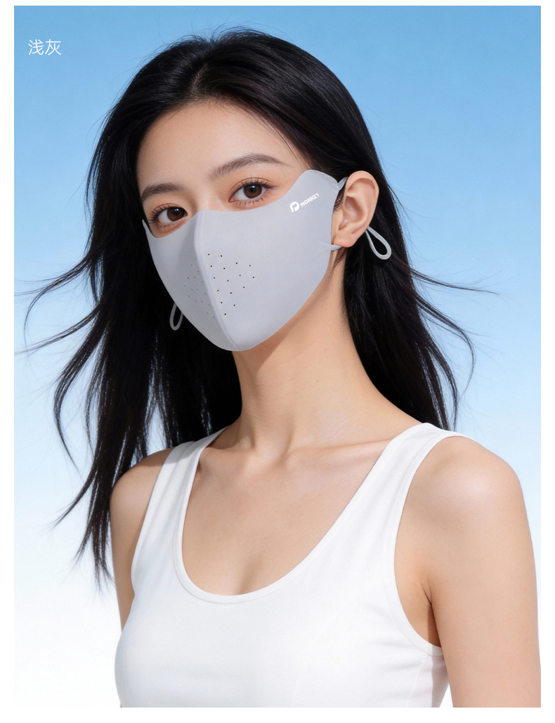 恩爱德骑行防晒口罩防紫外线女高颜值立体冰丝面罩薄款透气易呼吸口罩详情13