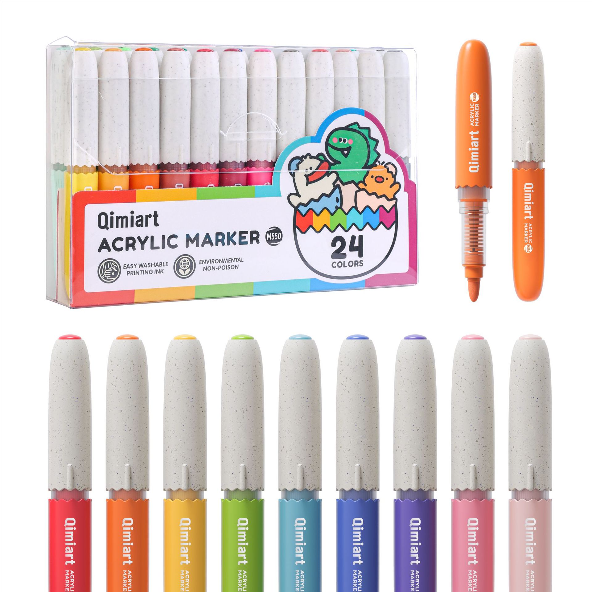 Blue Fruit 60-color children's special straight liquid acrylic marker pen, egg pen, student painting full-color series art brush Item Picture