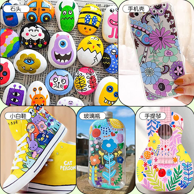 Guangna 6100 Double-headed acrylic water-based pastel marker pen diy art hand-drawn graffiti painting waterproof marker pen Application Scenario