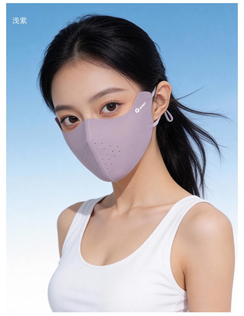 恩爱德骑行防晒口罩防紫外线女高颜值立体冰丝面罩薄款透气易呼吸口罩详情12