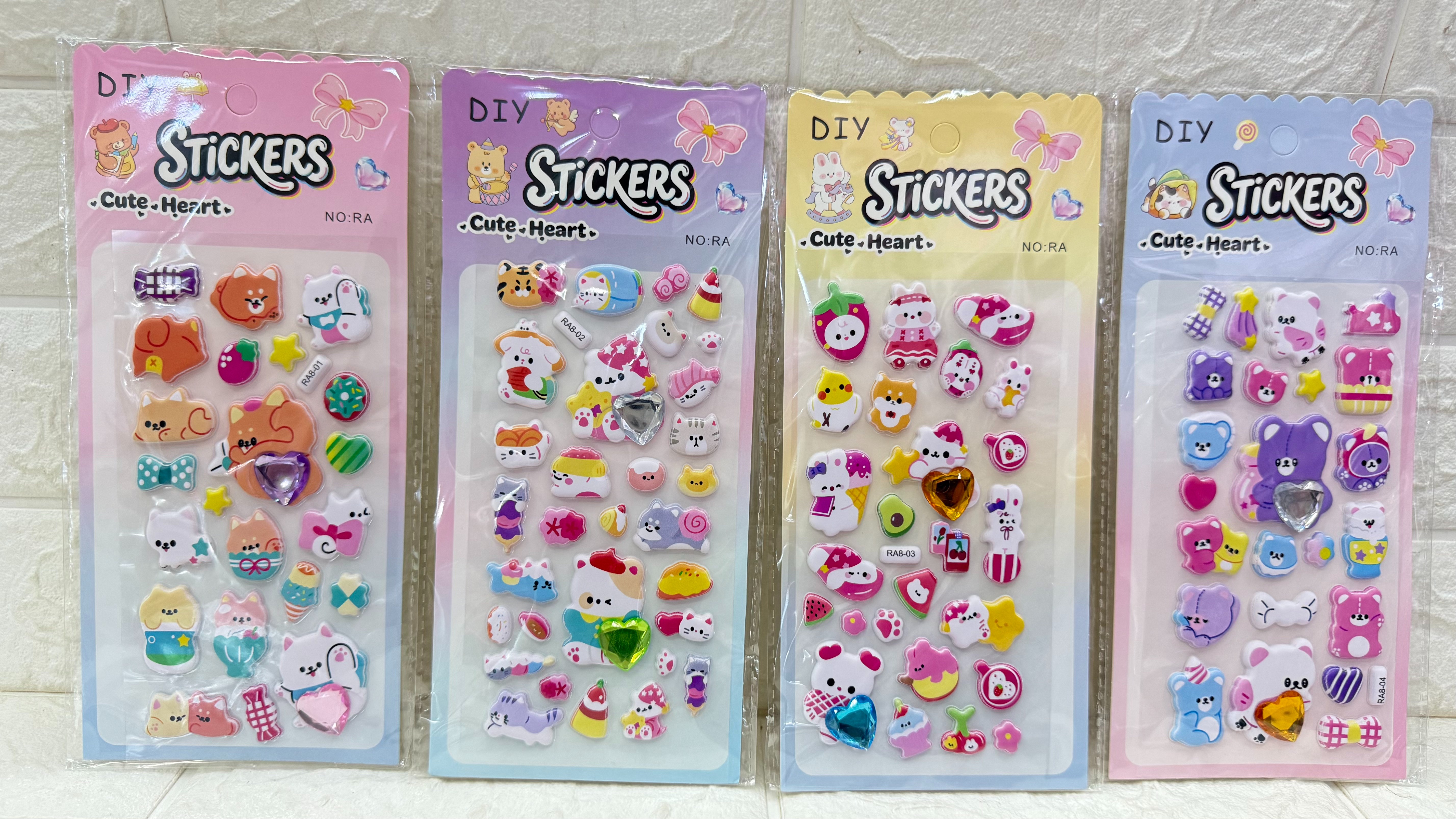 Cartoon bubble stickers, heart-shaped diamond 3D stickers, diy mobile phone decorative stickers, 3D foam decorative stickers pic 4