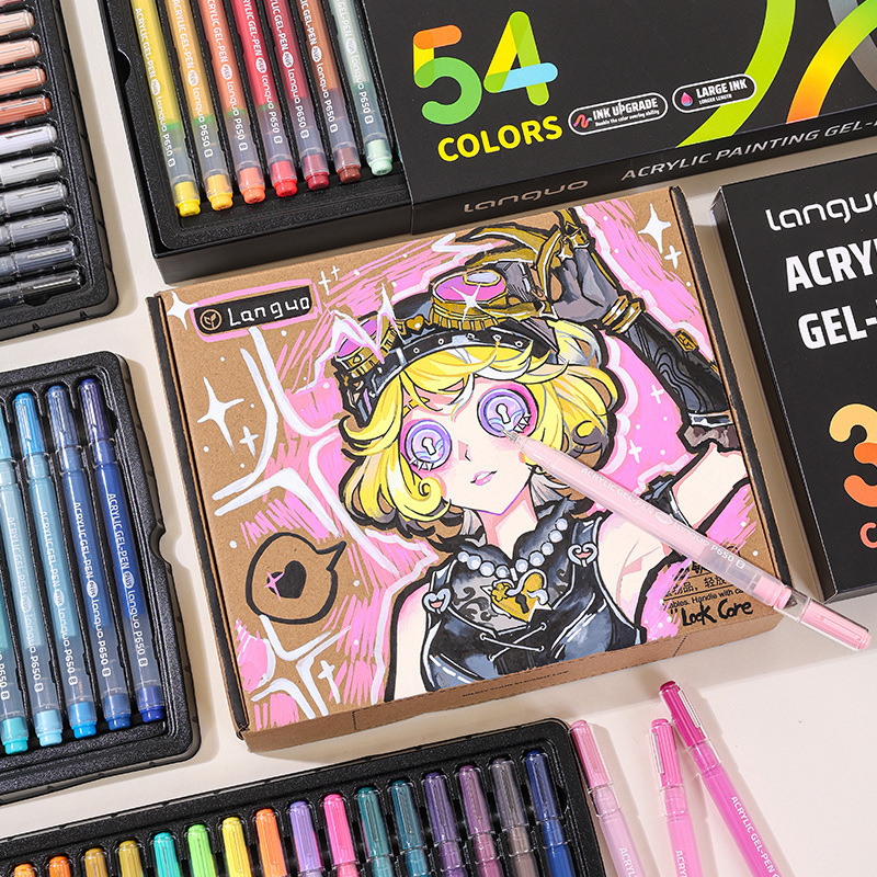 Blue Fruit P650 Acrylic Painting Special Planner Pen Large Capacity Set Color Gel Pen Quick-drying Smooth Marker Pen details Picture