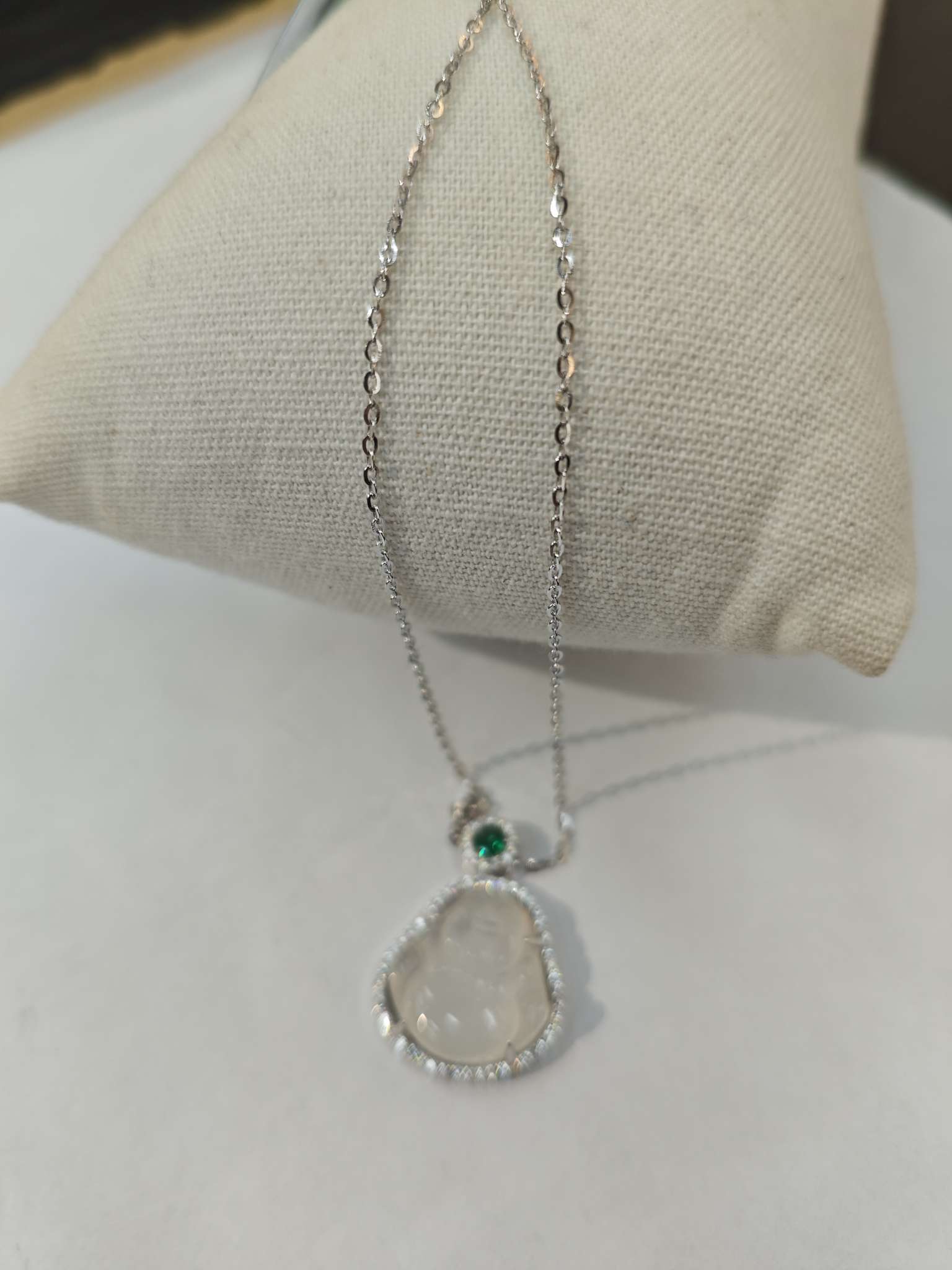 Influence Jewelry S925 Pure Silver chalcedony Buddha God Necklace is fashionable, versatile and non-allergenic detail image 3