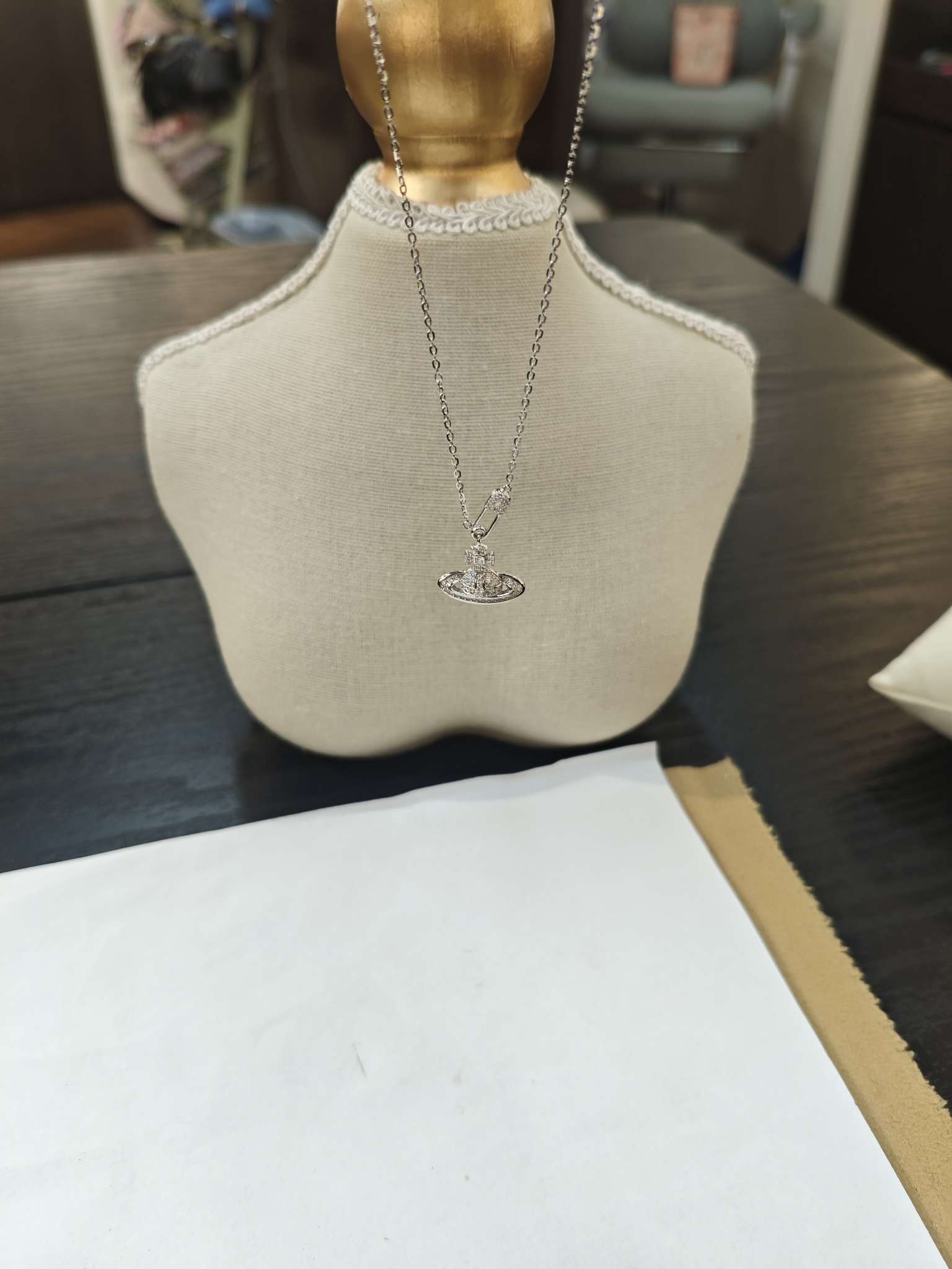 Influential accessory Planetary Cross Necklace for women, elegant and stylish spliced necklace with pearl chain, simple and elegant for women detail image 3