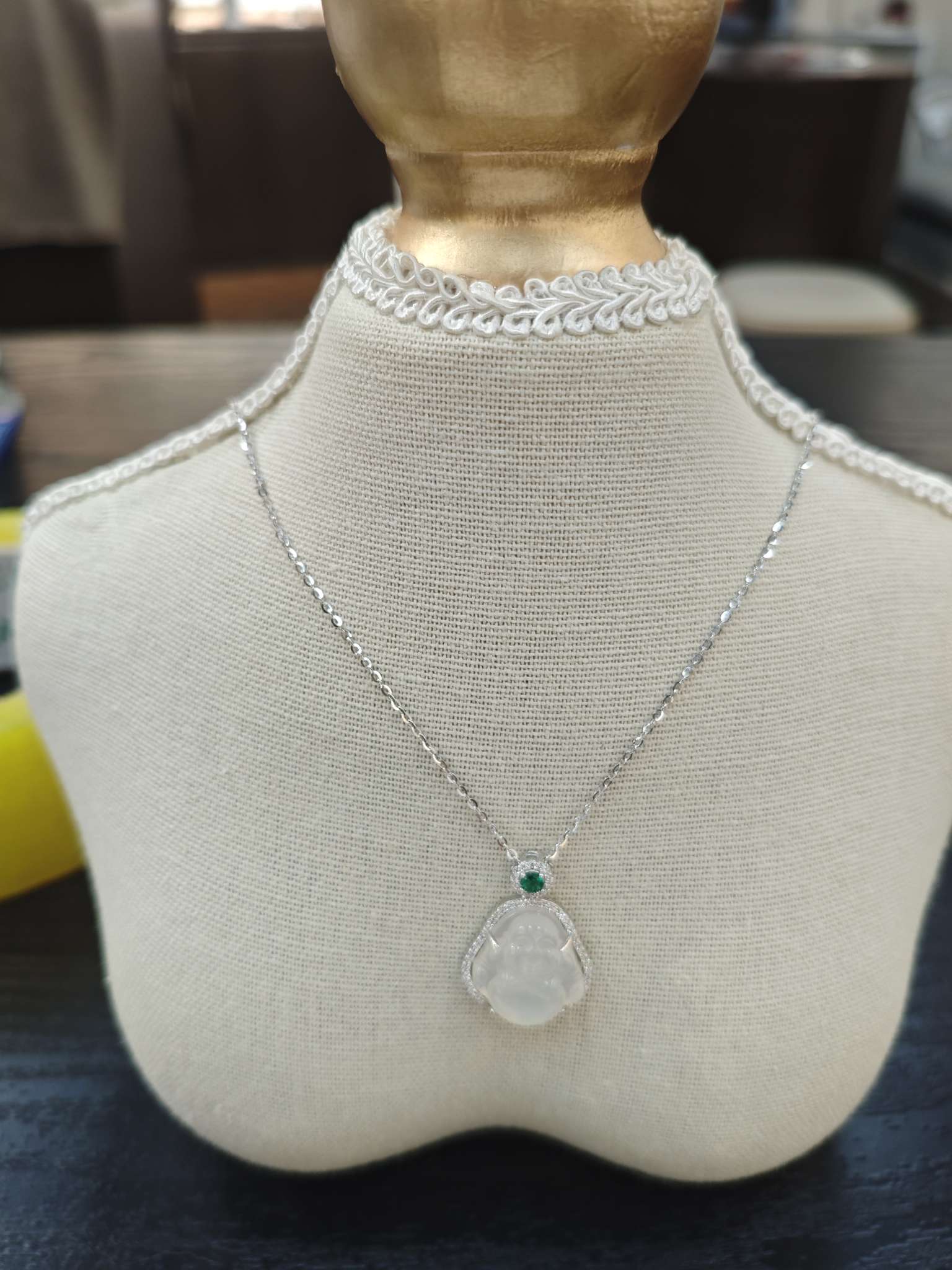 Influence Jewelry S925 Pure Silver chalcedony Buddha God Necklace is fashionable, versatile and non-allergenic detail image 4