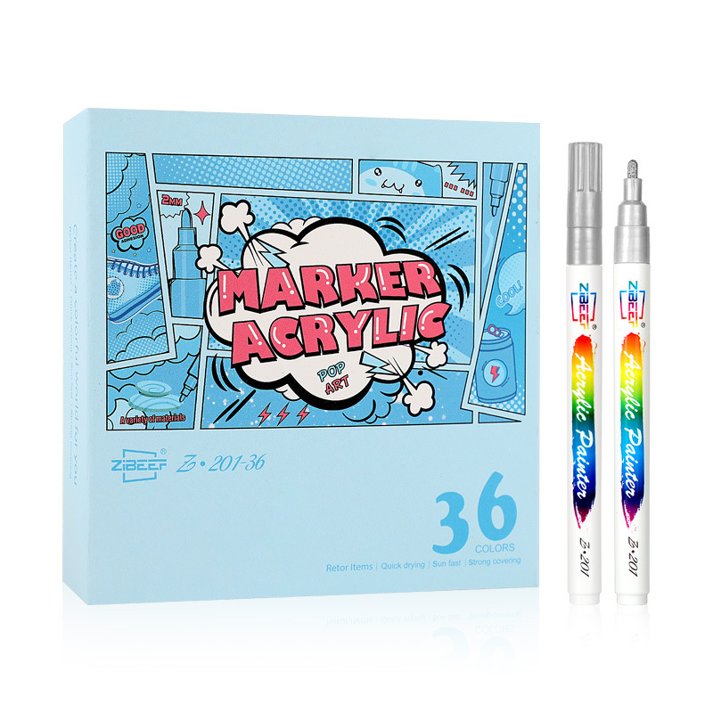 Guangna Z201 Acrylic Marker 48-color set DIY phone case painting Graffiti Art Waterproof Marker Item Picture