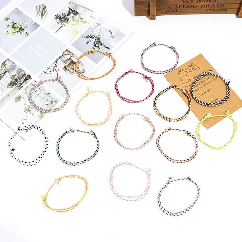 Multi-color mixed woven cotton rope diy handmade bracelet, ethnic style bracelet, woven rope accessories factory direct sales Specification image