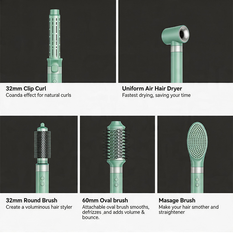KOMEX 1600W multi-functional styling negative ion curling iron Hair dryer is a self-developed multi-functional high-power styling wonder Item Picture