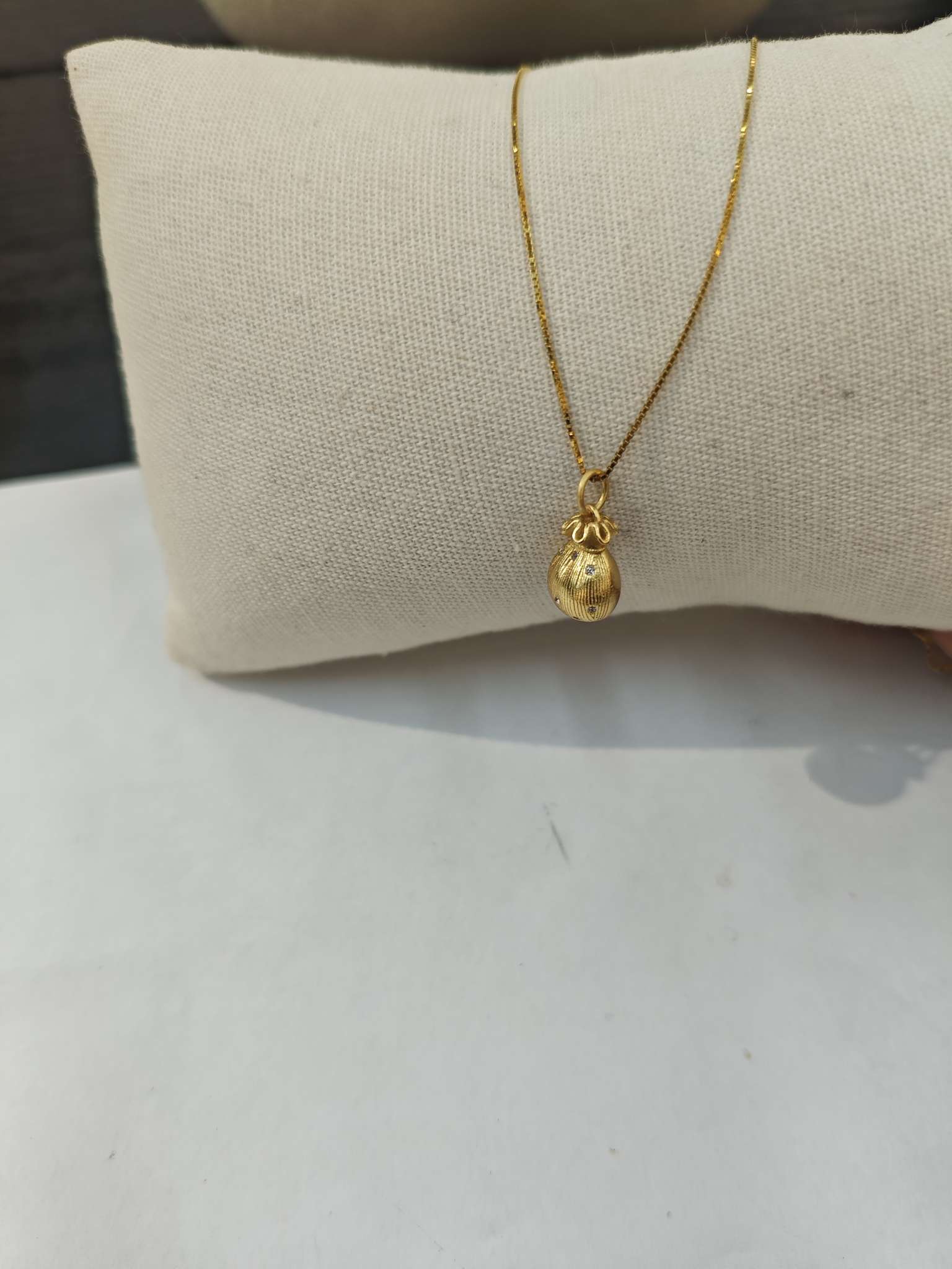 Influential jewelry S925 Silver Auspicious Lucky Bag Necklace, water ripple 3D hard silver money bag Pendant, Silver gold-plated national trend collarbone chain wholesale details Picture