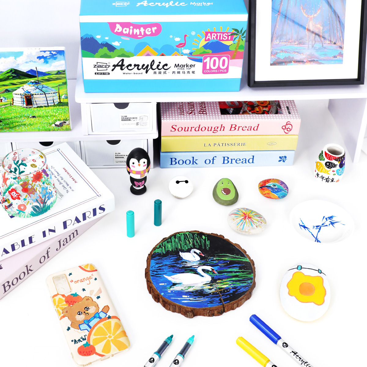 Wholesale of direct-liquid acrylic marker pen sets, hard-tipped waterproof art drawing pens, and student hand-drawn graffiti pens Application Scenario