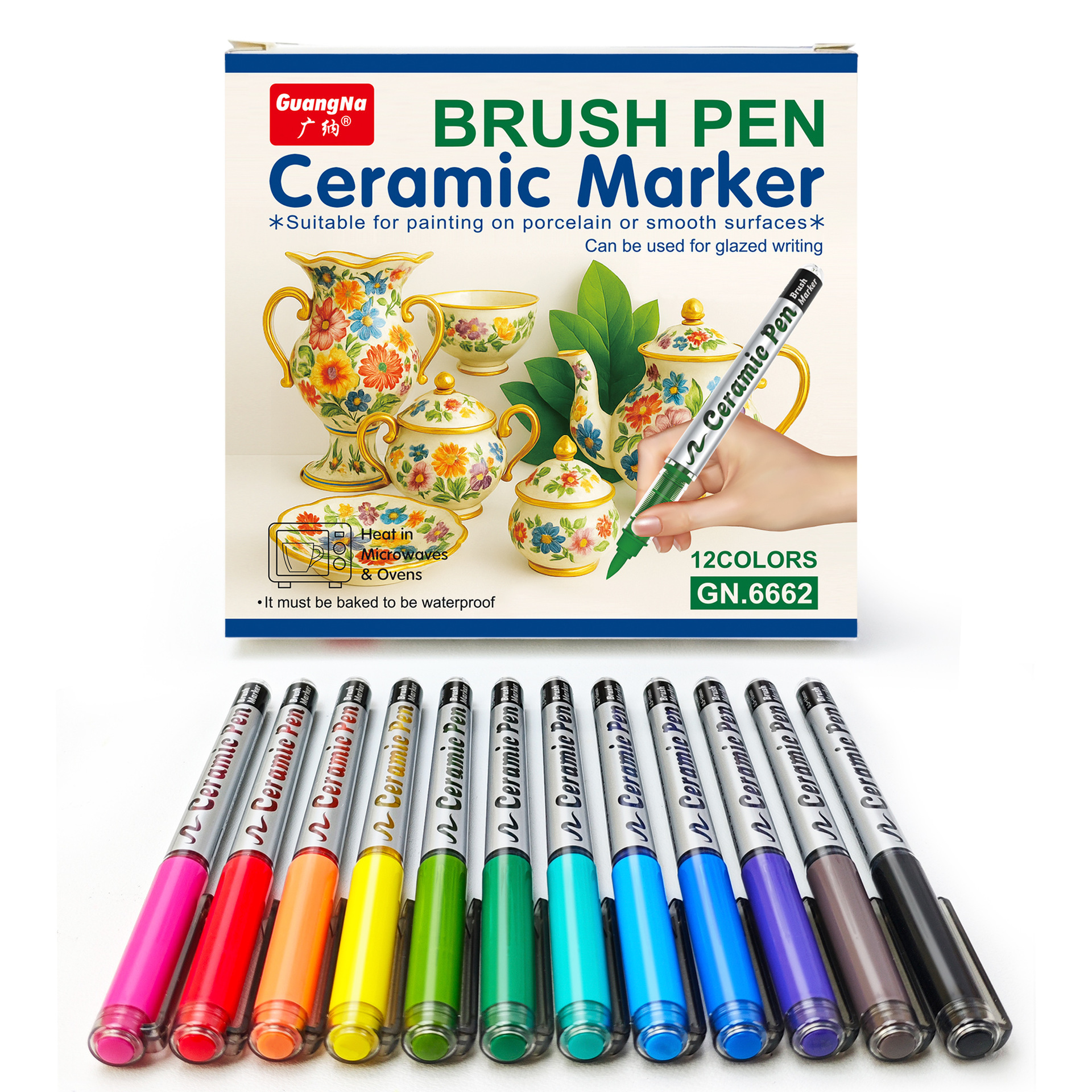 GN6662 student art diy doodle pens, non-transparent direct liquid ceramic painting pens, acrylic markers Item Picture