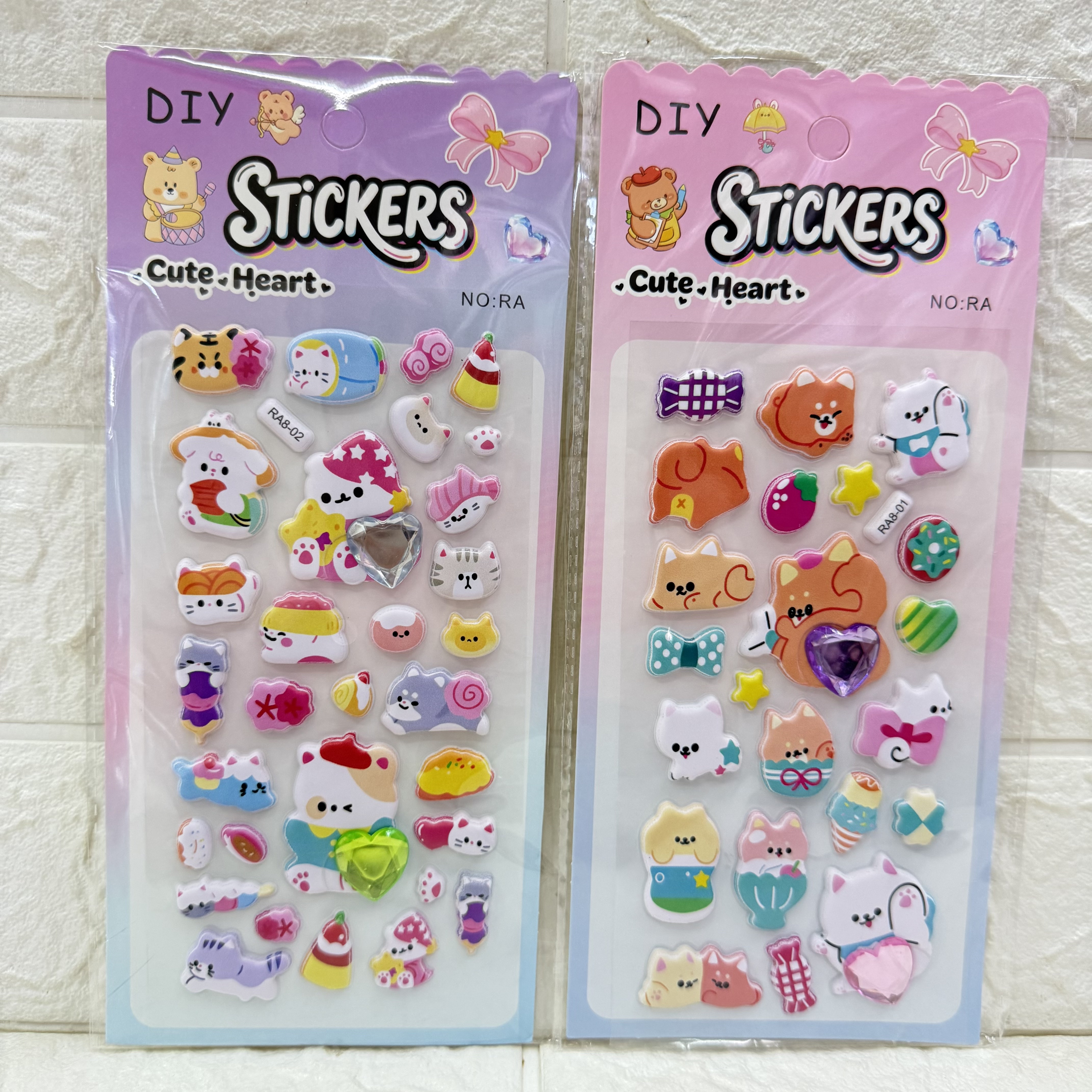 Cartoon bubble stickers, heart-shaped diamond 3D stickers, diy mobile phone decorative stickers, 3D foam decorative stickers Specification image