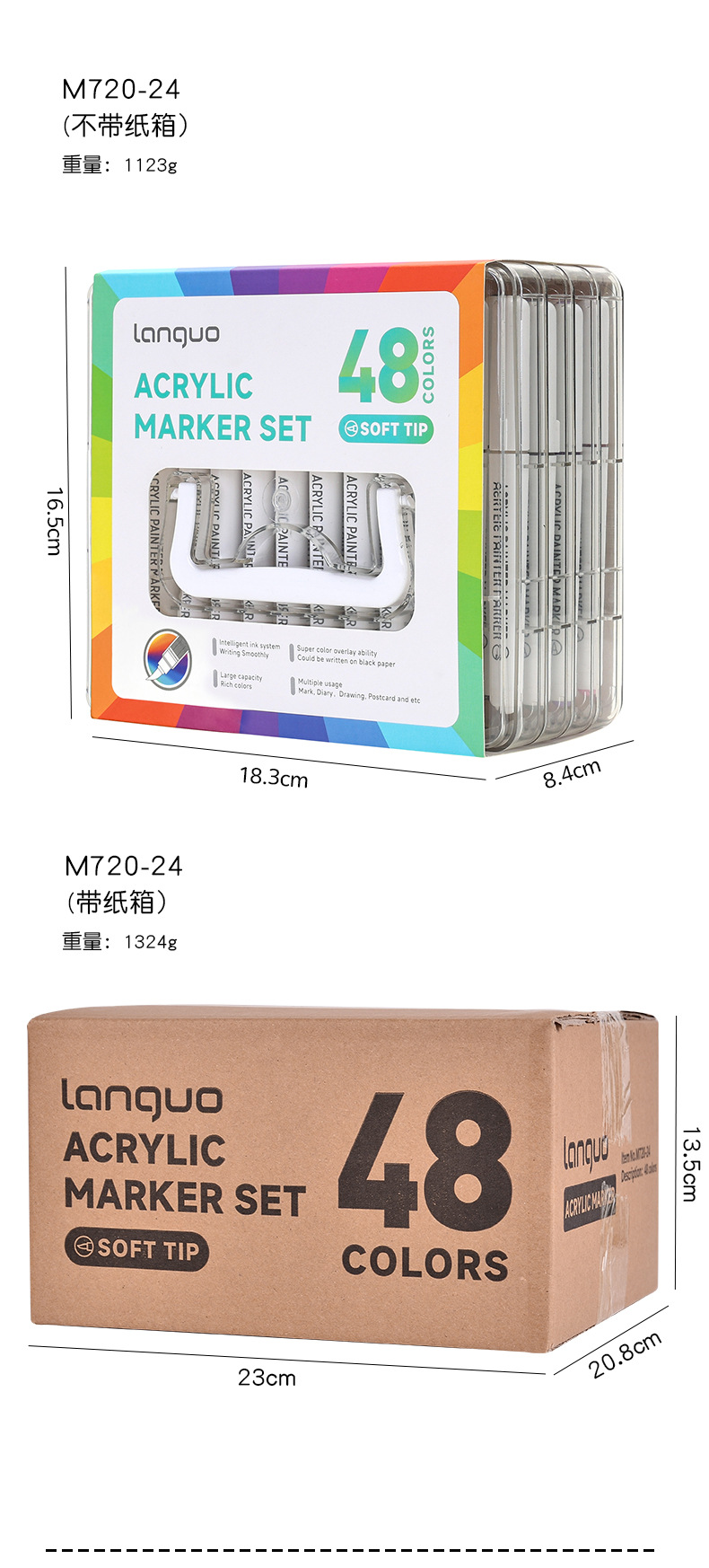 Blue Fruit Soft-tipped Acrylic marker pen set: 60 colors with increased volume, stackable color pens, non-permeable paper art acrylic pens pic 8