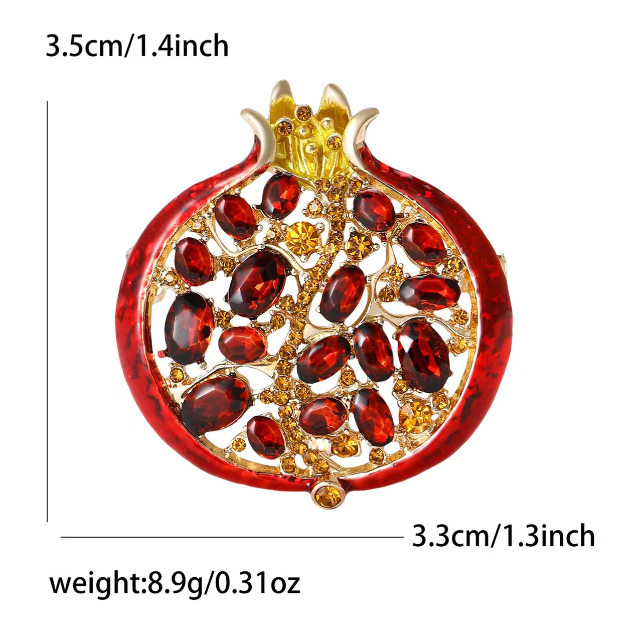 Hot-selling enamel oil drip pomegranate fruit brooch, overcoat, suit jacket, corsage factory direct sales, versatile Application Scenario