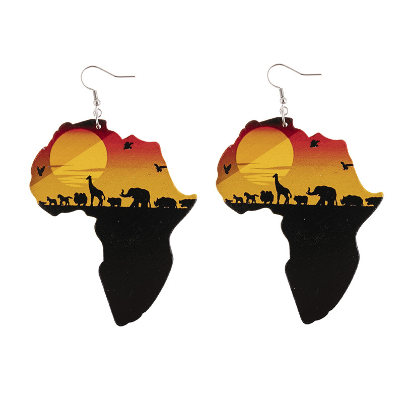 African wooden geometric earrings manufacturer wholesale Amazon hot sale, trendy, personalized, ethnic style, customizable detail image 17