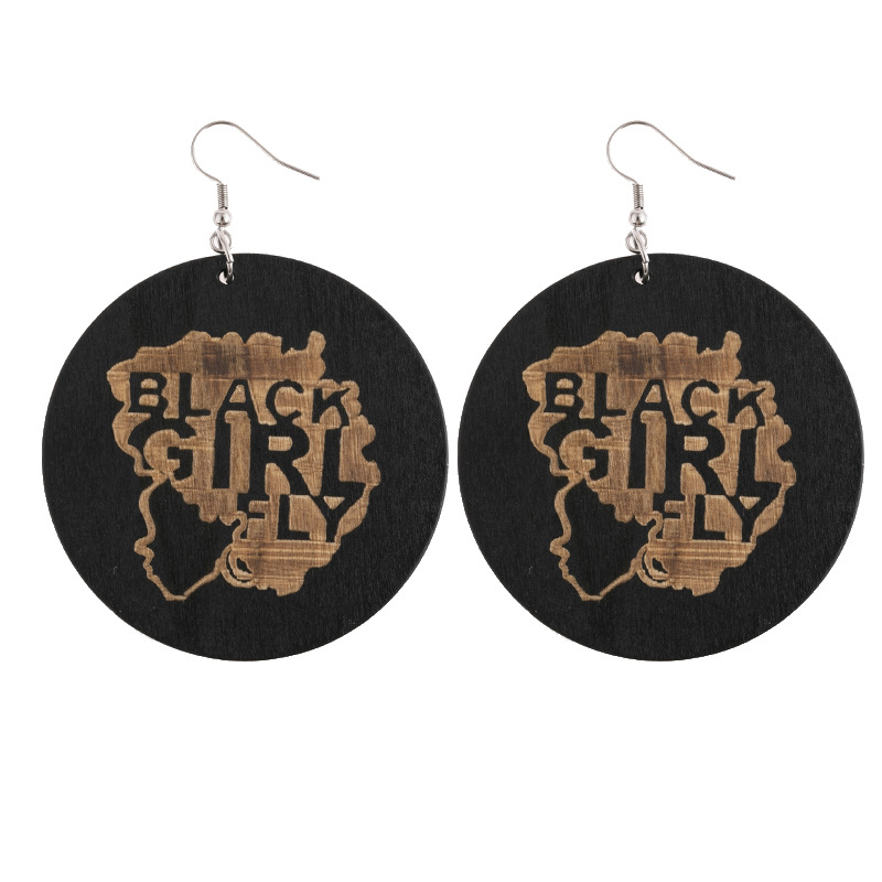African wooden geometric earrings manufacturer wholesale Amazon hot sale, trendy, personalized, ethnic style, customizable detail image 12