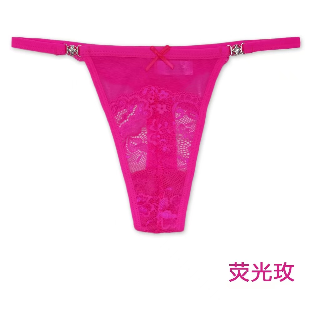 87506# Women's Underwear Solid Color Lace Underwear Teenage Sexy and Interesting T-Pants Embroidered Lace Transparent Cutout Women's thong QNI Specification image