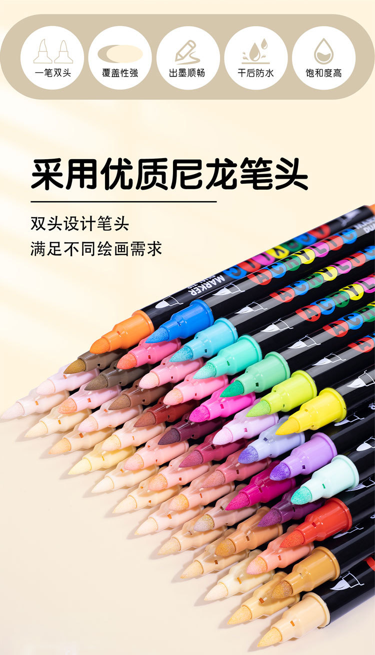 Guangna 5606 Direct Liquid Acrylic Marker Pen Set, 24-color skin tone macaron color cross-border exclusive art brushes pic 2