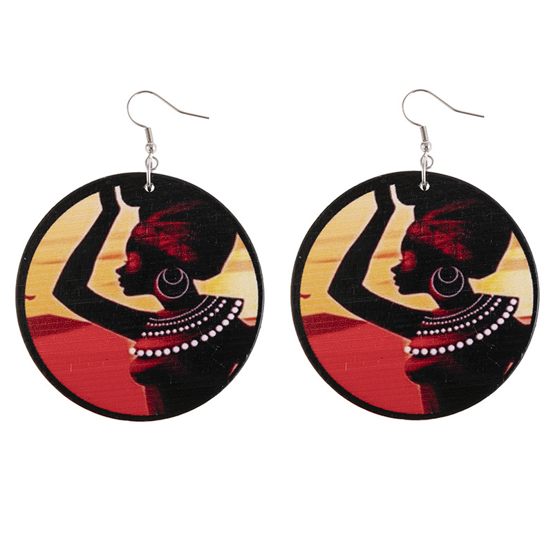 African wooden geometric earrings manufacturer wholesale Amazon hot sale, trendy, personalized, ethnic style, customizable detail image 14