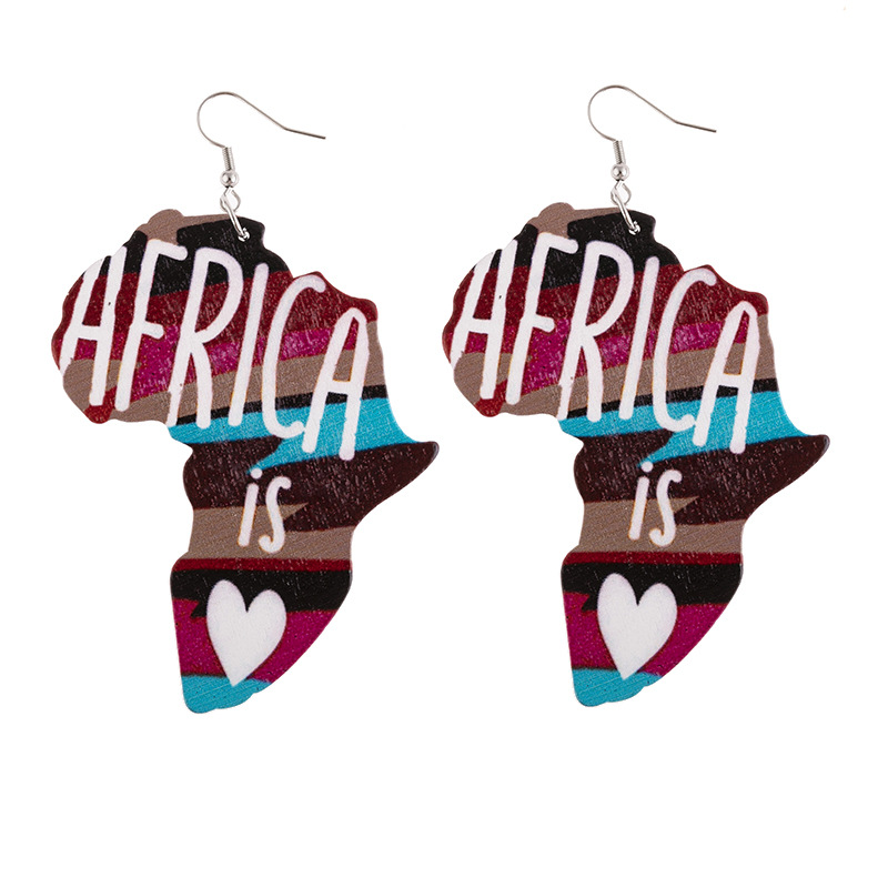 African wooden geometric earrings manufacturer wholesale Amazon hot sale, trendy, personalized, ethnic style, customizable detail image 5