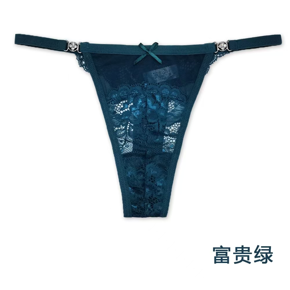 87506# Women's Underwear Solid Color Lace Underwear Teenage Sexy and Interesting T-Pants Embroidered Lace Transparent Cutout Women's thong QNI Application Scenario