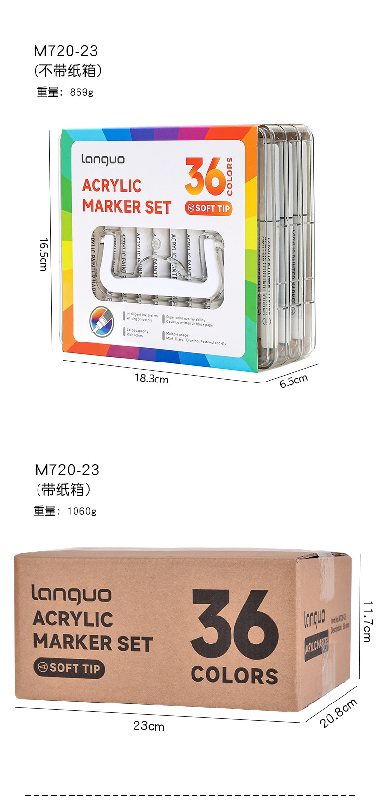 Blue Fruit Soft-tipped Acrylic marker pen set: 60 colors with increased volume, stackable color pens, non-permeable paper art acrylic pens pic 7