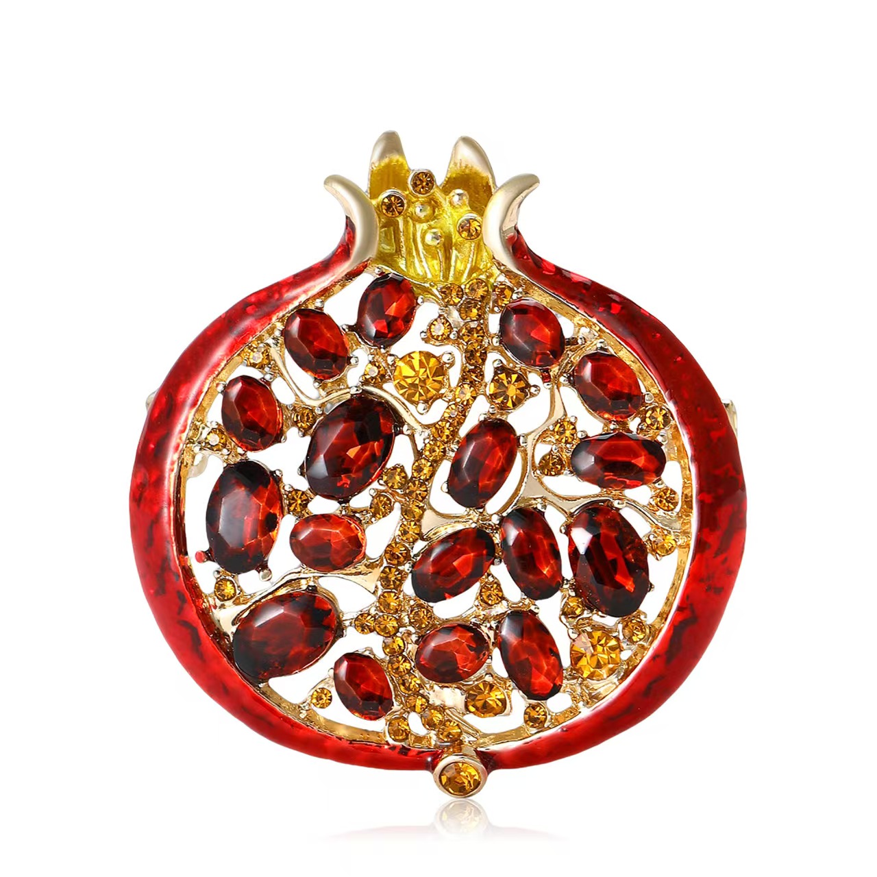 Hot-selling enamel oil drip pomegranate fruit brooch, overcoat, suit jacket, corsage factory direct sales, versatile Specification image