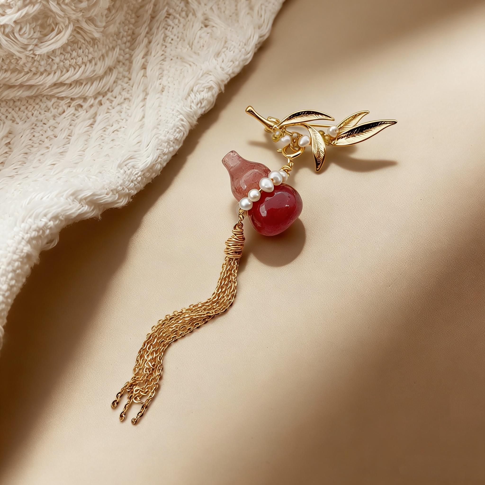 Pearl flower brooch, Baroque pearl brooch, decorative Chinese trend brooch, retro accessory brooch, ladies' waist-cinching fashion Christmas brooch gift, Chinese style XZ096097 Application Scenario
