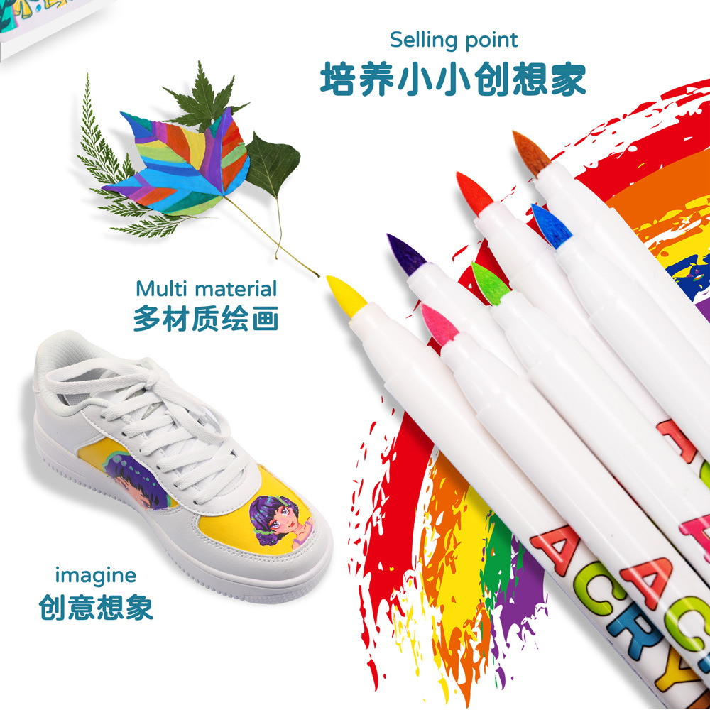 Wholesale of soft-tipped acrylic markers, glass, ceramics, painting, stones, shoes, phone cases, and graffiti pen sets