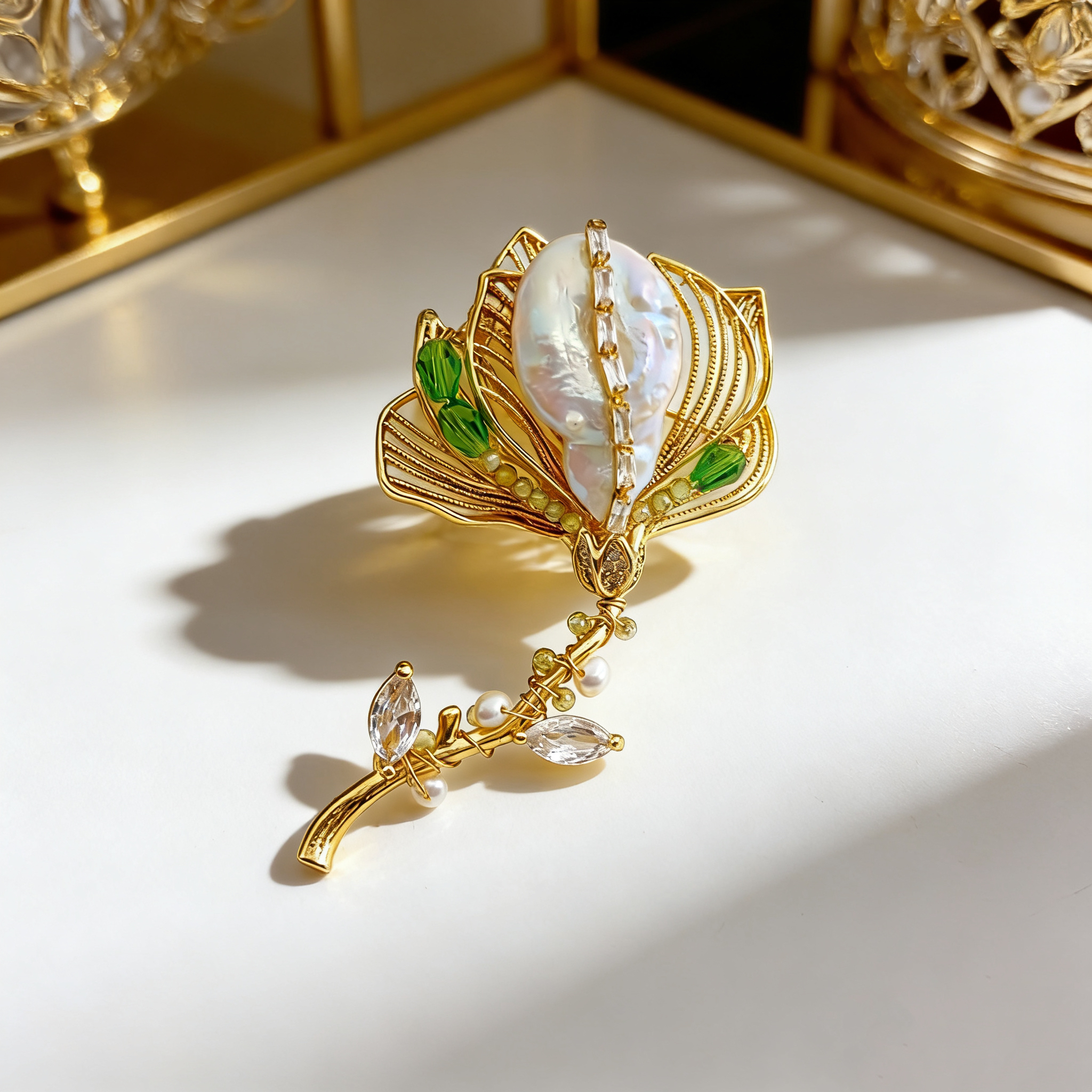 Pearl flower brooch, Baroque pearl brooch, decorative Chinese trend brooch, retro accessory brooch, ladies' waist-cinching fashion Christmas brooch gift, Chinese style XZ086046 Item Picture