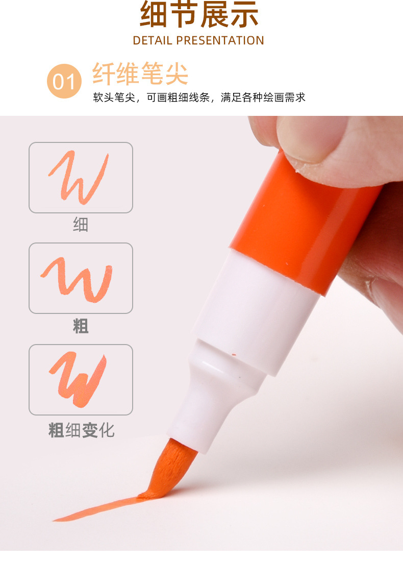 Jin Wannian G-09915 Soft-tipped Acrylic Marker Pen Shoes Glass Stone Graffiti Student Art Drawing Pen 12-color Set pic 3