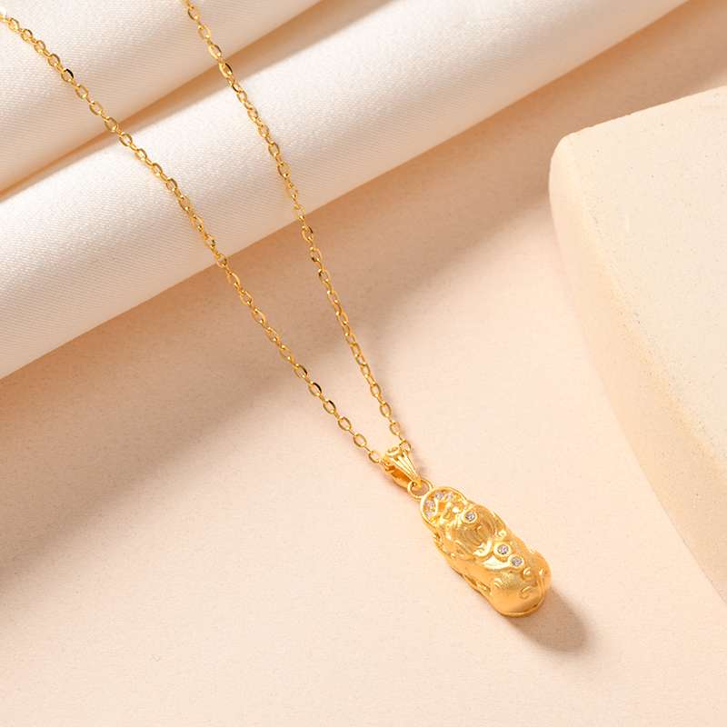 New silver jewelry, S925 silver necklace, elegant and noble golden silver necklace of PI Xiu for attracting wealth details Picture