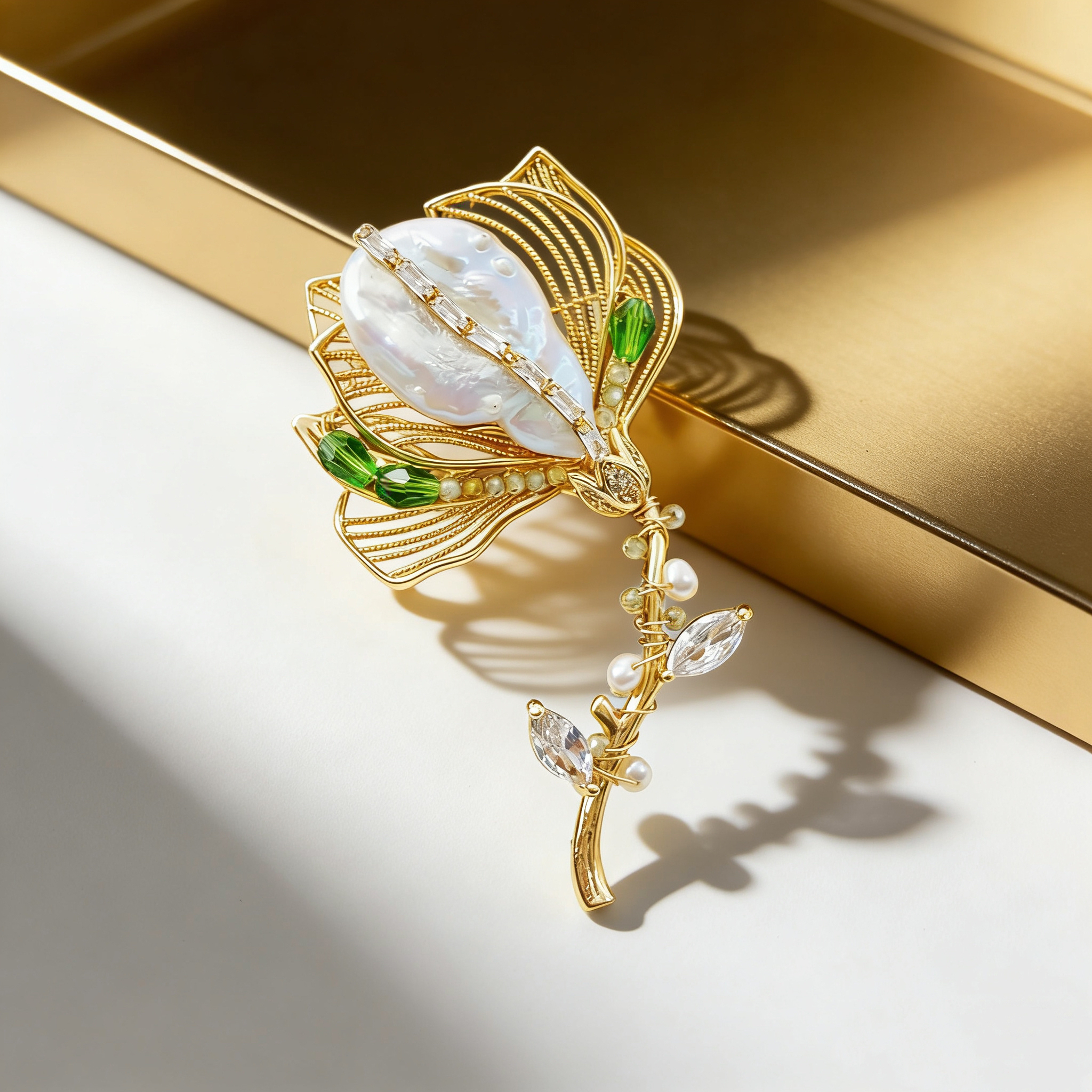 Pearl flower brooch, Baroque pearl brooch, decorative Chinese trend brooch, retro accessory brooch, ladies' waist-cinching fashion Christmas brooch gift, Chinese style XZ086046 Specification image