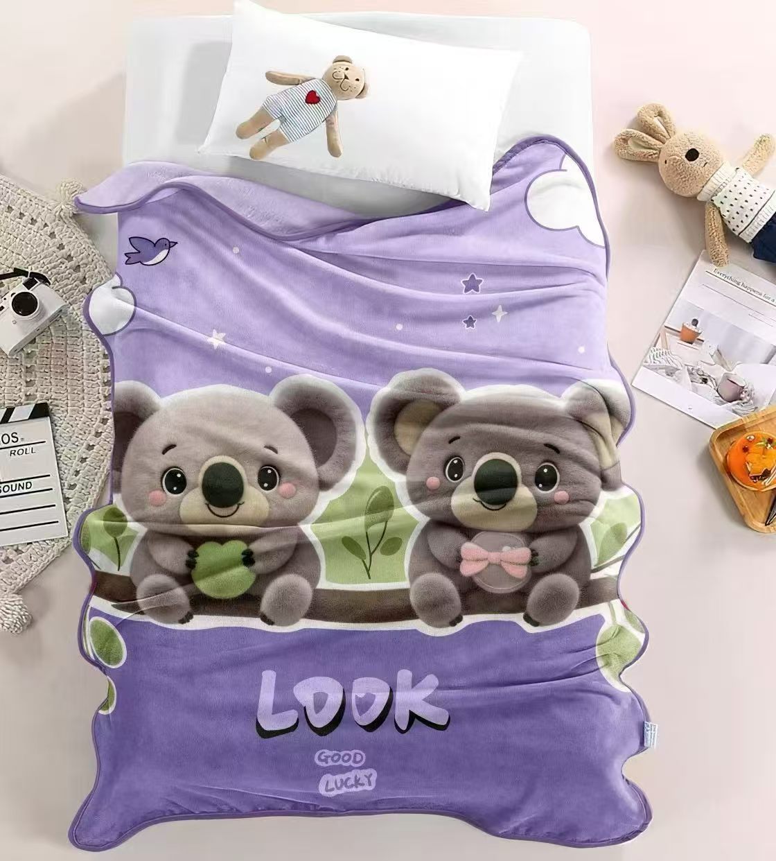 Single-layer flannel cartoon children's blanket cover Item Picture