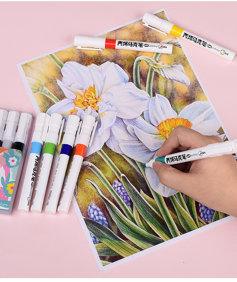 Jin Wannian G-09915 Soft-tipped Acrylic Marker Pen Shoes Glass Stone Graffiti Student Art Drawing Pen 12-color Set pic 9
