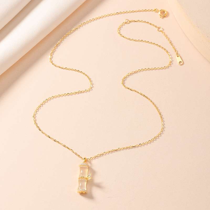 New silver jewelry, S925 silver necklace, white chalcedony section Rising Silver necklace Specification image
