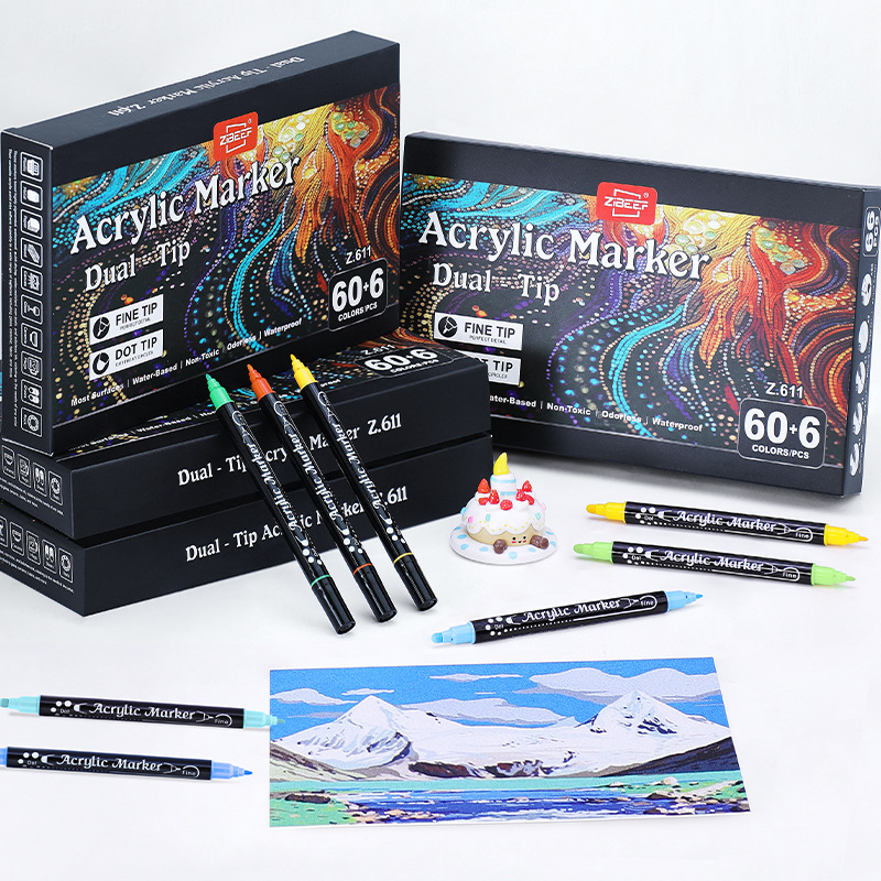 Guangna 611 double-headed Acrylic Marker Pen 60-color non-transparent and stackable diy graffiti art brush student set Application Scenario
