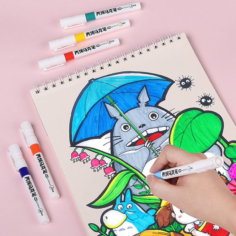 Jin Wannian Soft Head Acrylic Marker Pen Shoes Glass Stone Graffiti Student Art Drawing Pen 12-color set