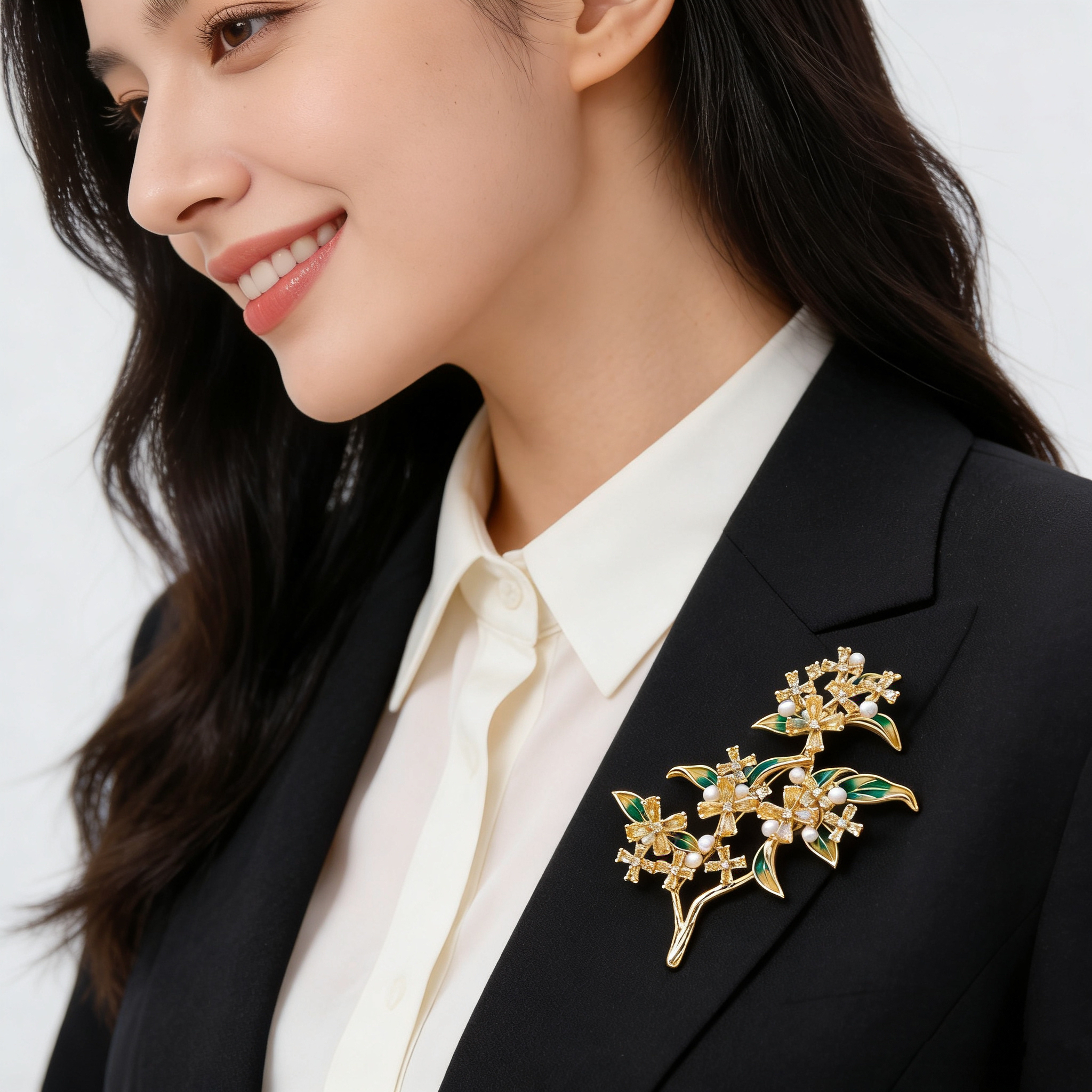 Pearl flower brooch, Baroque pearl brooch, decorative Chinese trend brooch, retro accessory brooch, ladies' waist-cinching fashion Christmas brooch gift, Chinese style XZ168007 details Picture
