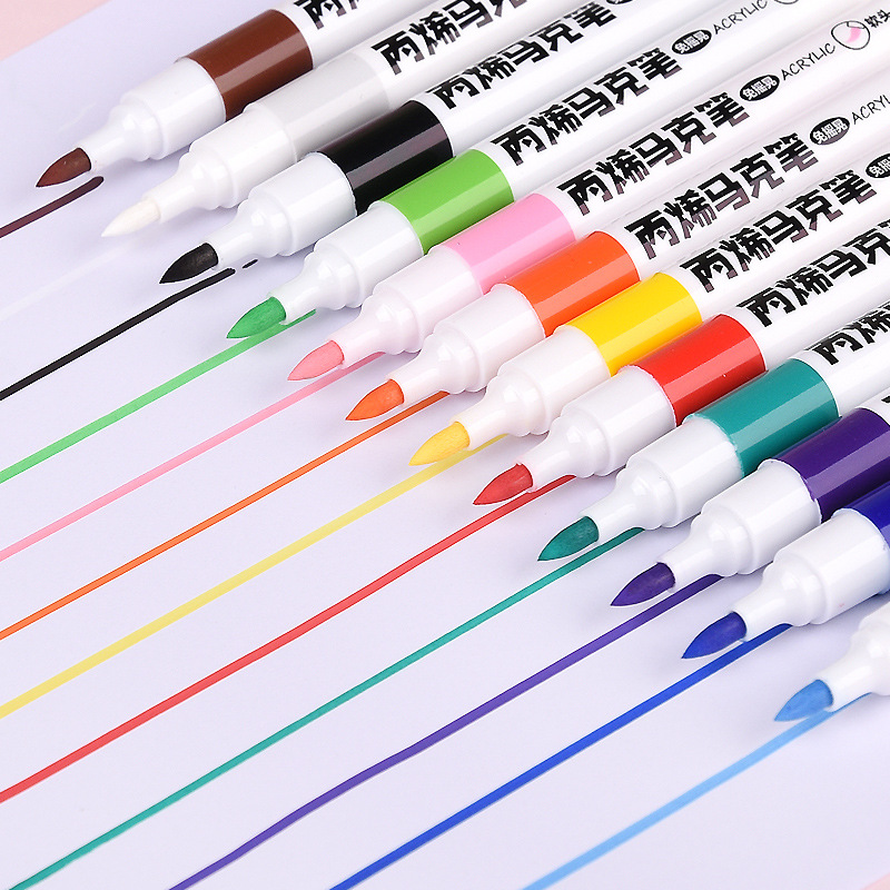 Jin Wannian Soft Head Acrylic Marker Pen Shoes Glass Stone Graffiti Student Art Drawing Pen 12-color set Specification image