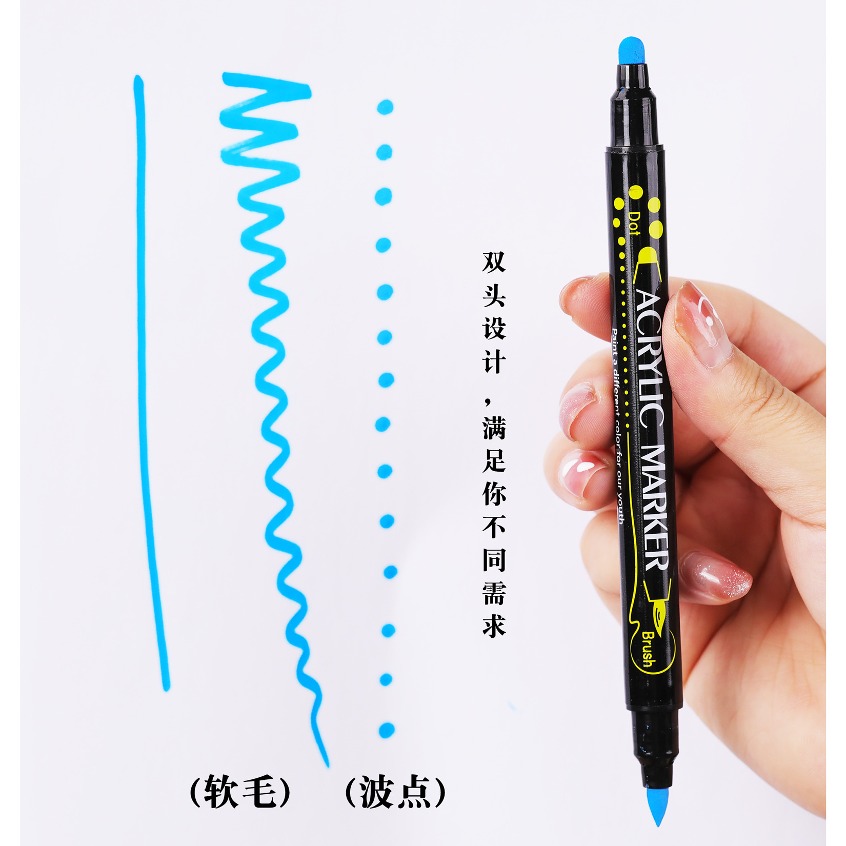 Guangna Water-based double-headed acrylic marker pens, waterproof and non-fading stone ceramic painting and doodling pens, 24-color set Specification image
