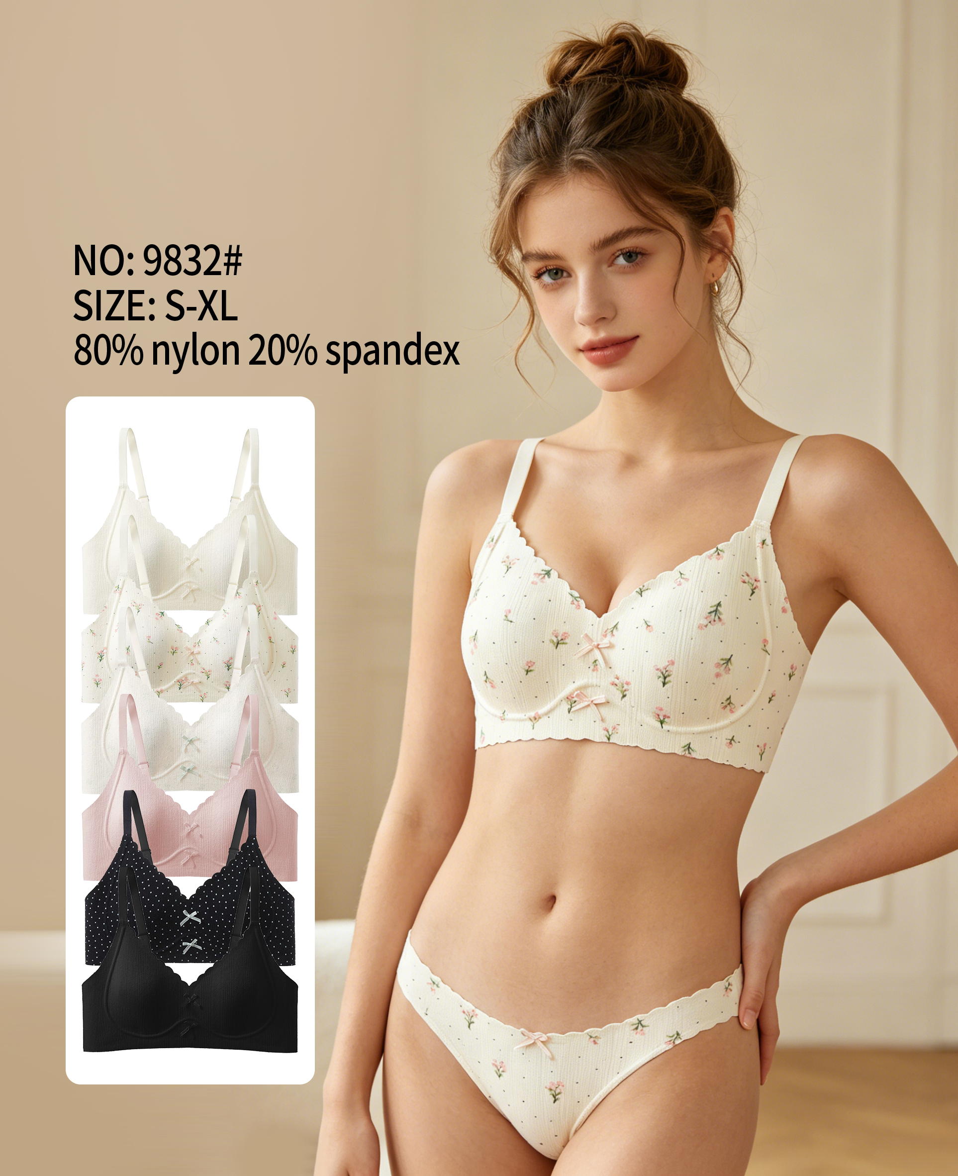 Floral verde matcha sujetador floral rosa leche blanco rosa wave dot negro halter chaleco beauty back fishbone bustier