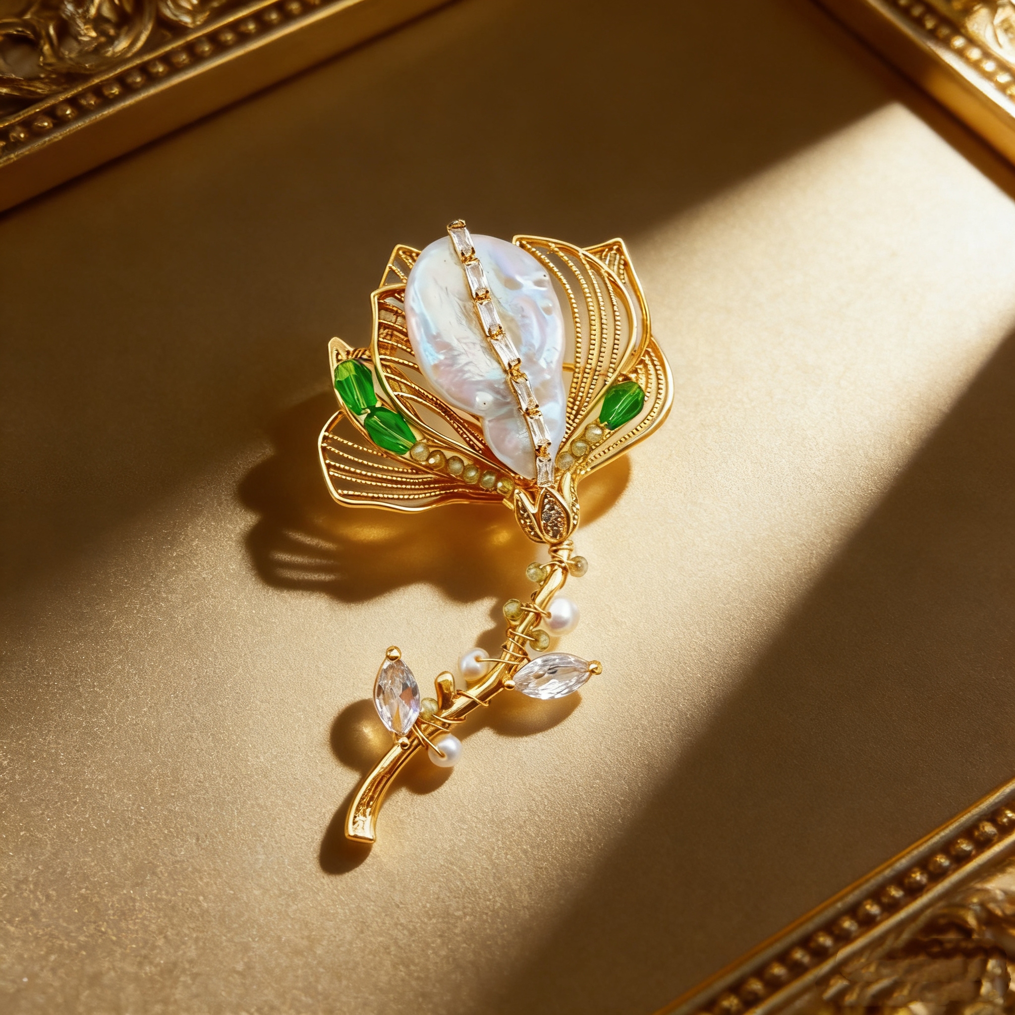 Pearl flower brooch, Baroque pearl brooch, decorative Chinese trend brooch, retro accessory brooch, ladies' waist-cinching fashion Christmas brooch gift, Chinese style XZ086046 Application Scenario