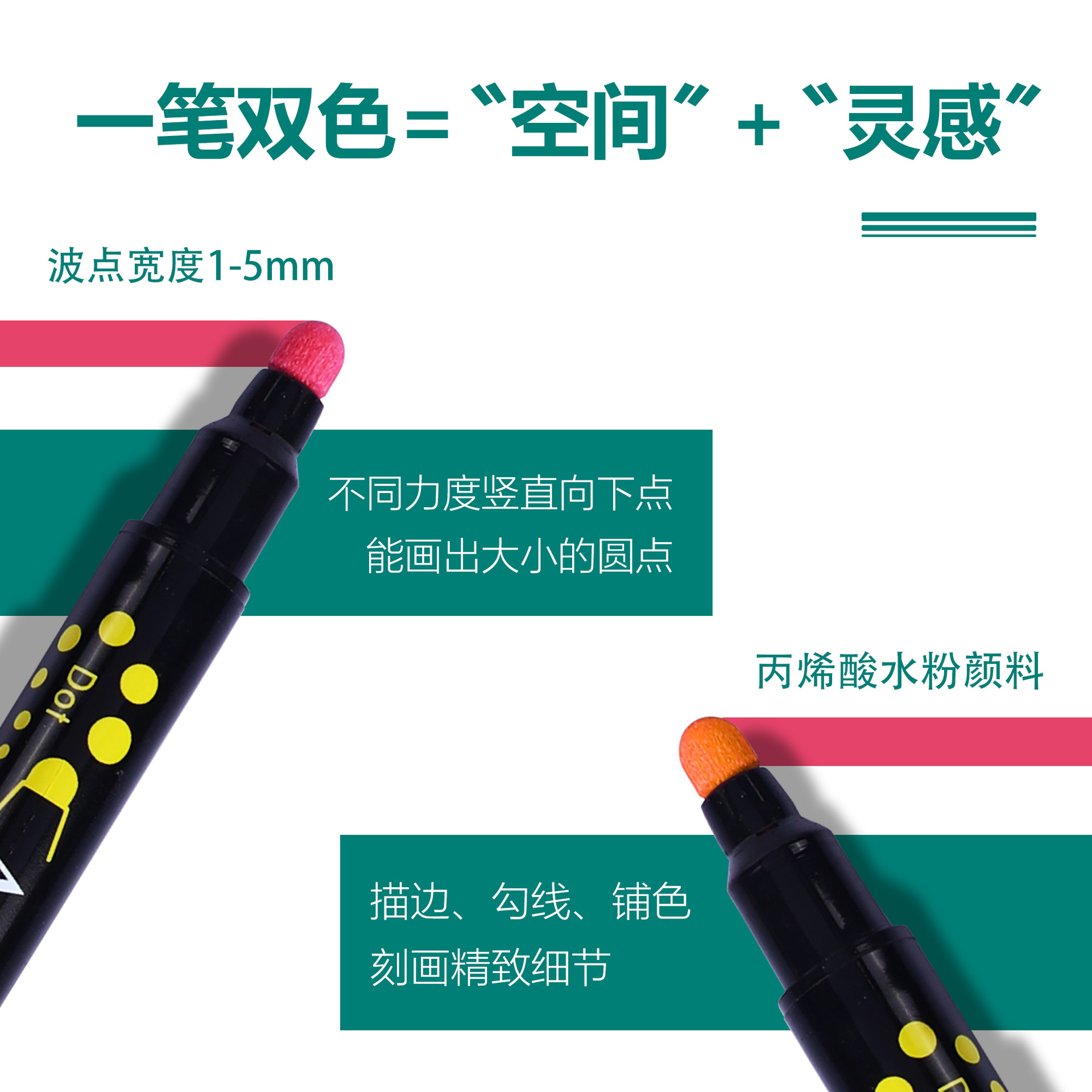A 24-color set of acrylic markers, double-headed water-based marker pens, art hand-drawn stone graffiti pens Specification image