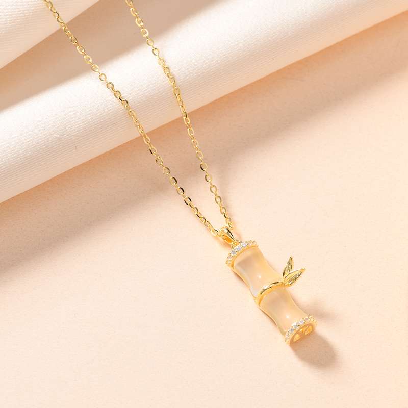 New silver jewelry, S925 silver necklace, white chalcedony section Rising Silver necklace detail image 5