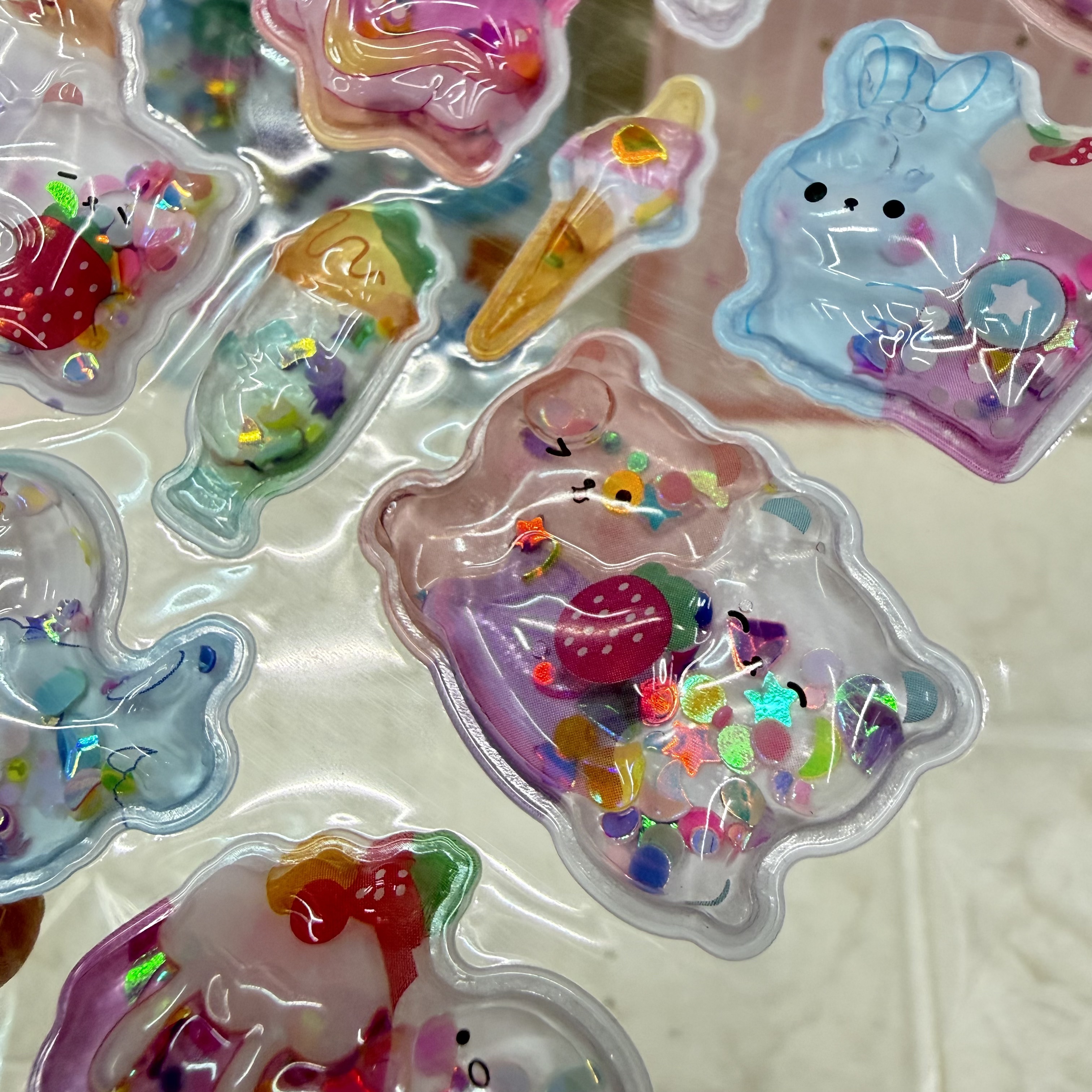 Cartoon 3D stereoscopic shaking water stickers, colorful and cute shaking fun reward decoration stickers, water-filled shaking water stickers pic 8